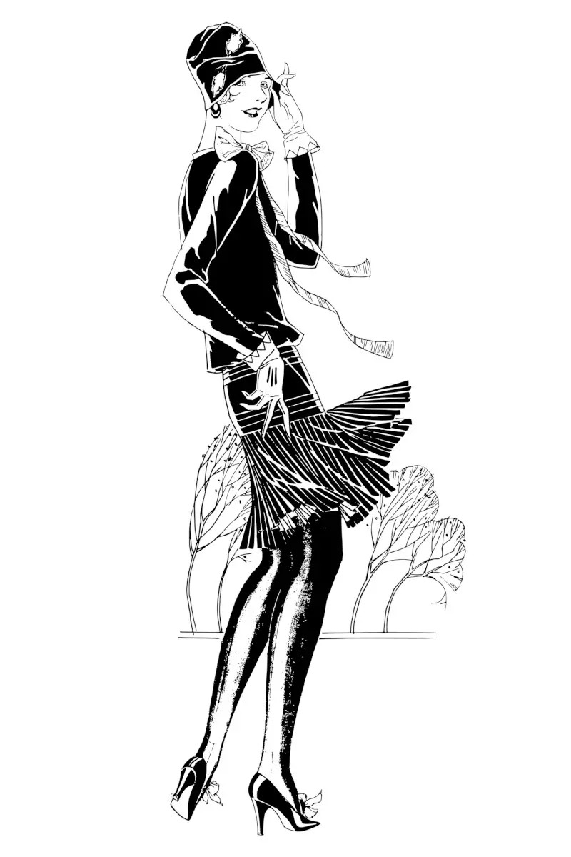 Elegant Woman Figurative Drawing Idea in Art Deco Fashion